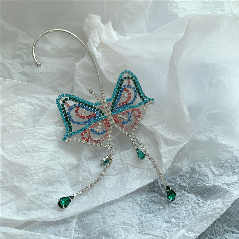 Super Große Einzel Ohrringe Anhänger Luxuriöse Schmetterling Farbe Übertreibung Lnsect Glänzende Persönlichkeit Party: Default Title