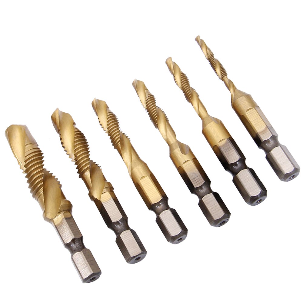 Brocas de taladro de tornillo de M3-M10, Brocas HSS, combinación metalúrgica, acero de alta velocidad métrico, titanio, brocas hexagonales de cambio rápido de 1/4"