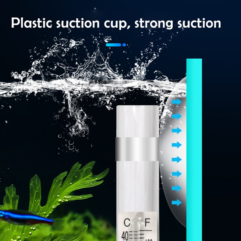 Aquarium Thermometer Submersible Glass Fish Tank Thermometer Accessories for Water Temperature Measuring Waterproof Suction Cup