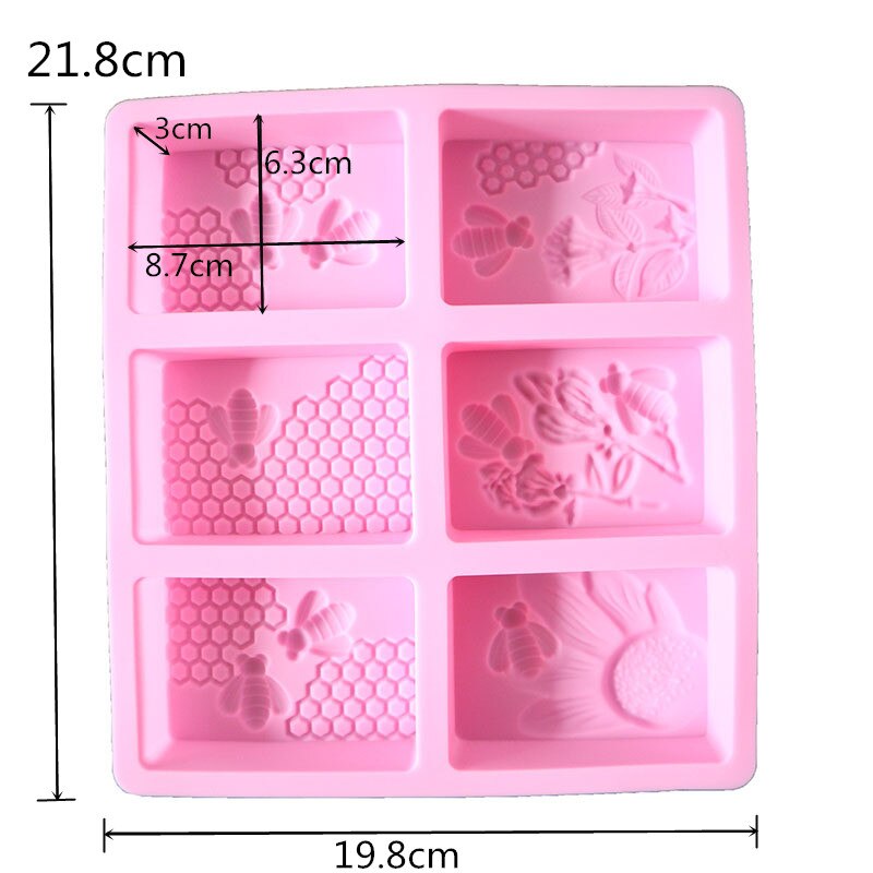 6 Cavity Rechthoek Honingraat Siliconen Zeep Mallen Diy Handgemaakte Craft Zeep Vorm Tray Mould Cakevorm Decorating Maken Levert