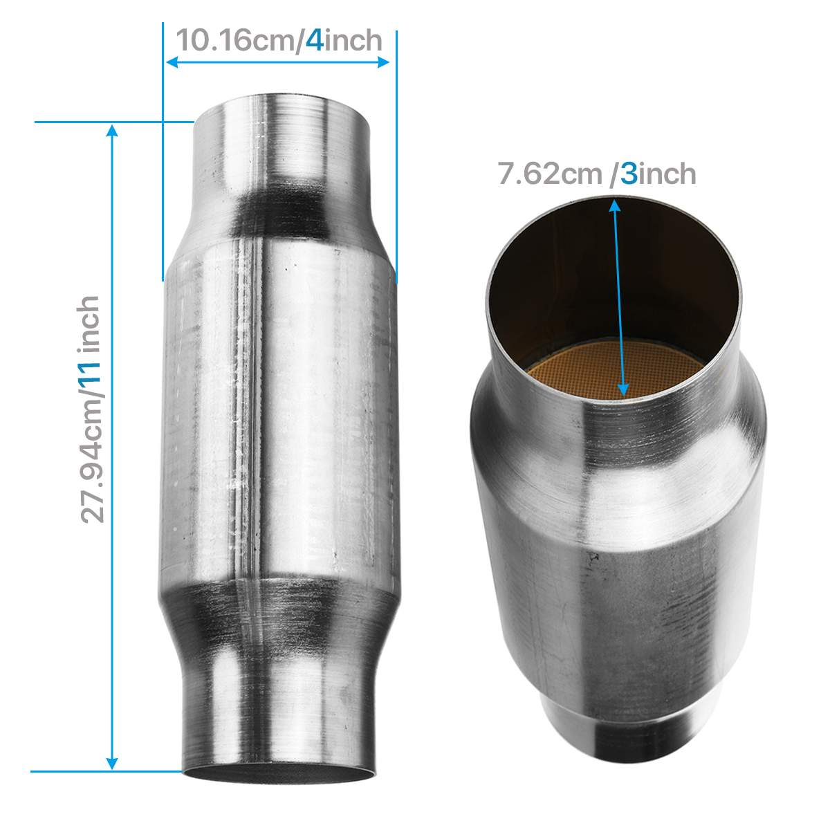 3&quot; Universal Car Catalytic Converter Exhaust Systems Muffler Length 11&quot; Stainless Steel
