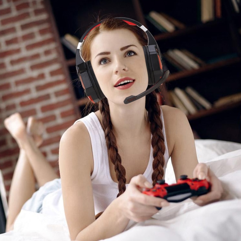 Speldator headset trådbundet headset bärbar telefon pc led headset med mikrofon för  ps4 xbox en dator