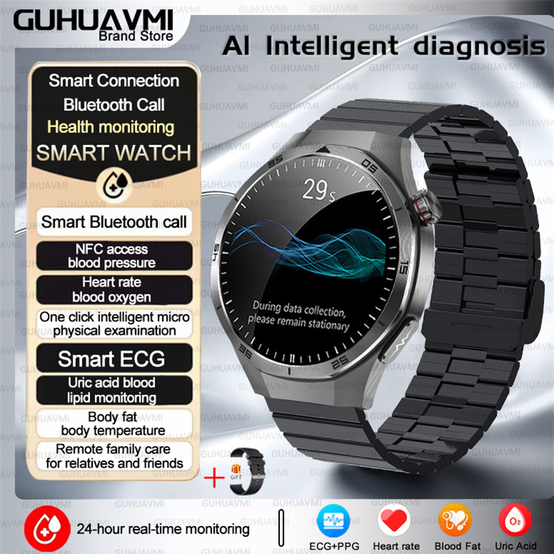 2025 para HUAWEI DT5 reloj inteligente de grasa en sangre ECG oxígeno en sangre ácido úrico presión arterial monitoreo de salud reloj inteligente hombre mujer: Morado
