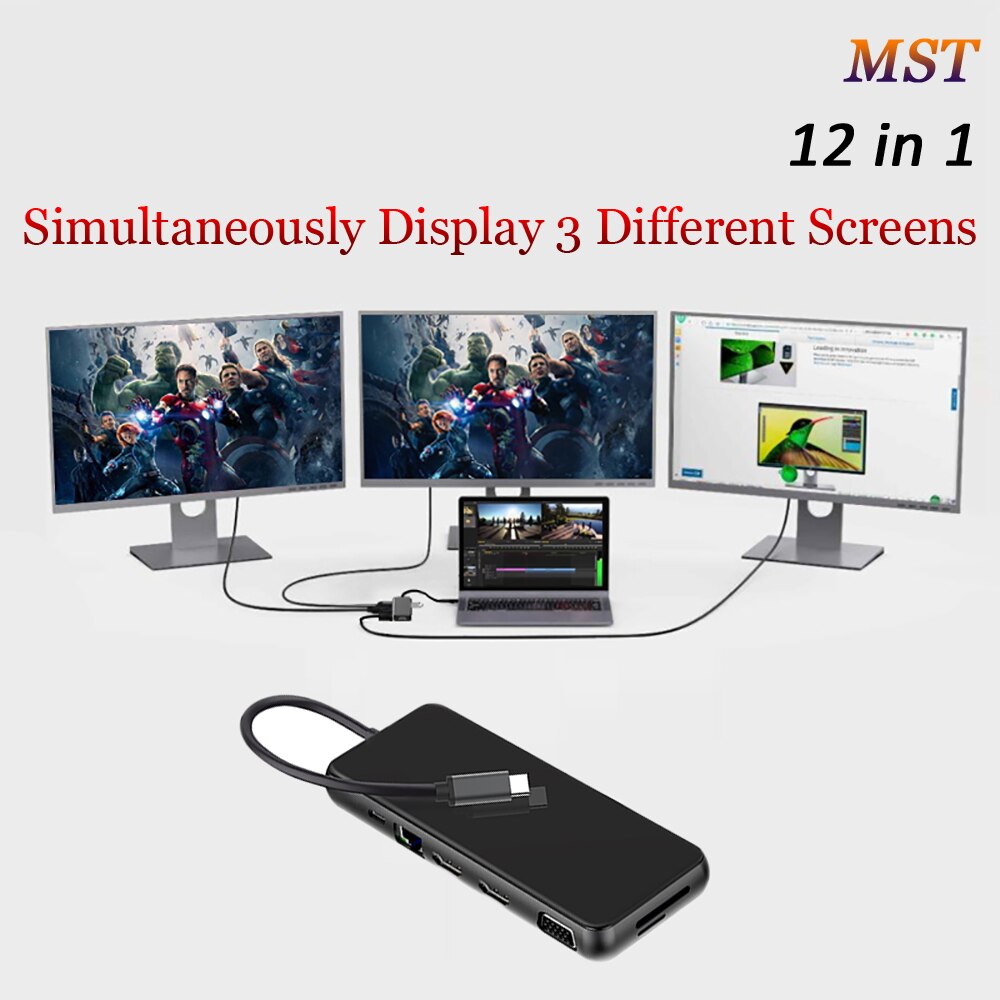 Mst Laptop Docking Station Dual Hdmi Compatibel Usb 3.0 Vga RJ45 Pd Sd/Tf Kaartlezer Voor Macbook pro Macbook Usb Hub