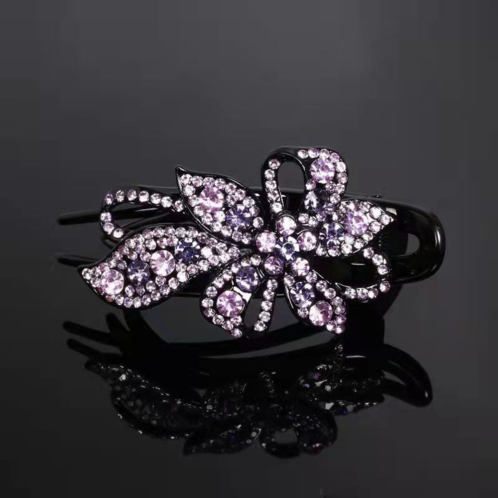 Épingle à cheveux en strass brillant, feuille de fleur, bec de canard, griffes rétro, accessoires pour cheveux pour femmes, couvre-chef queue de cheval brillante