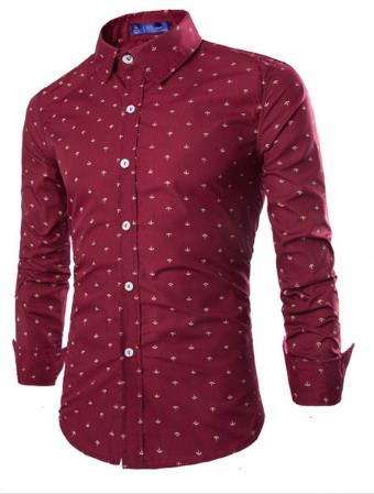 Zuzk 4 farger herre slim fit casual hvit skjorte lange armer oversize skjorter ankertrykk herre skjorte m -4xl: Rød / 3xl bryst 124cm