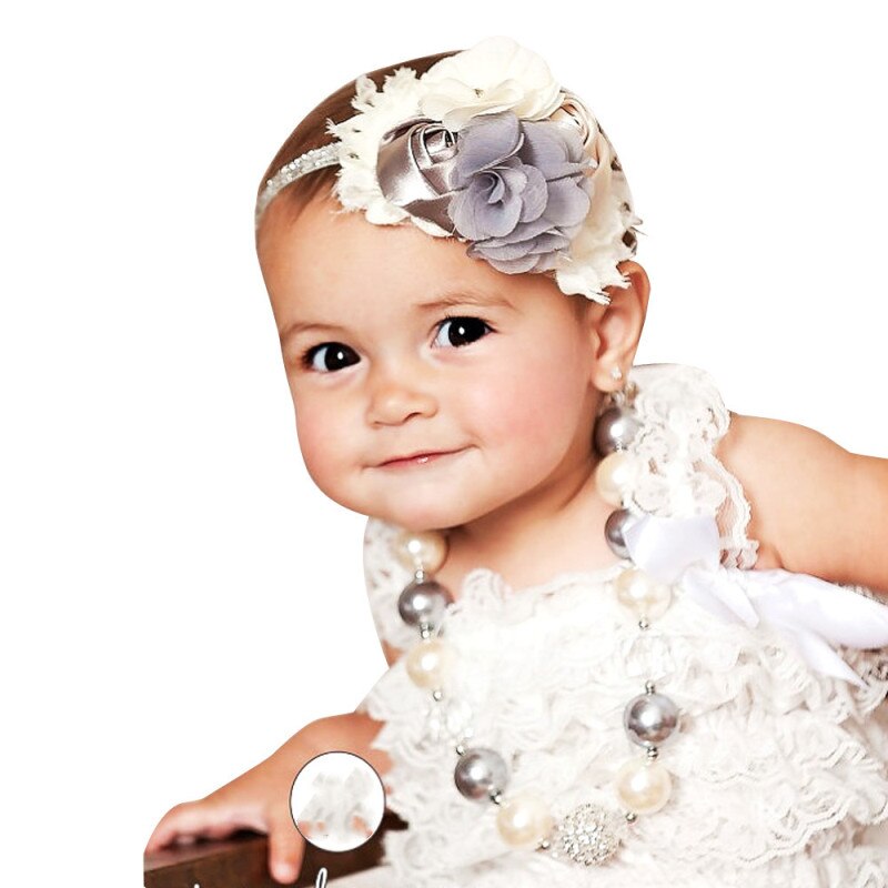 Baby Girl Chiffon Headband Flowers Pearl Hair Bands for Kids Girls Headwear Cute Headbands Diamond Hairbands Photography