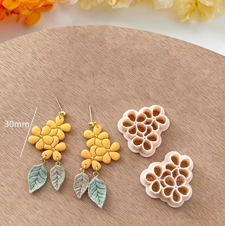 Nuevos cortadores de arcilla polimérica con forma de flor de primavera, arcilla colgante con forma Floral, pendientes DIY, joyería, fabricación de colgantes, herramientas de arcilla de cerámica: violet