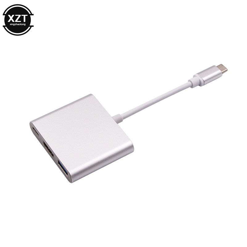 Usb c hub til hdmi-kompatibel adapter til macbook pro/air thunderbolt 3 usb type c hub 4k usb 3.0 port usb-c strøm: Hvid