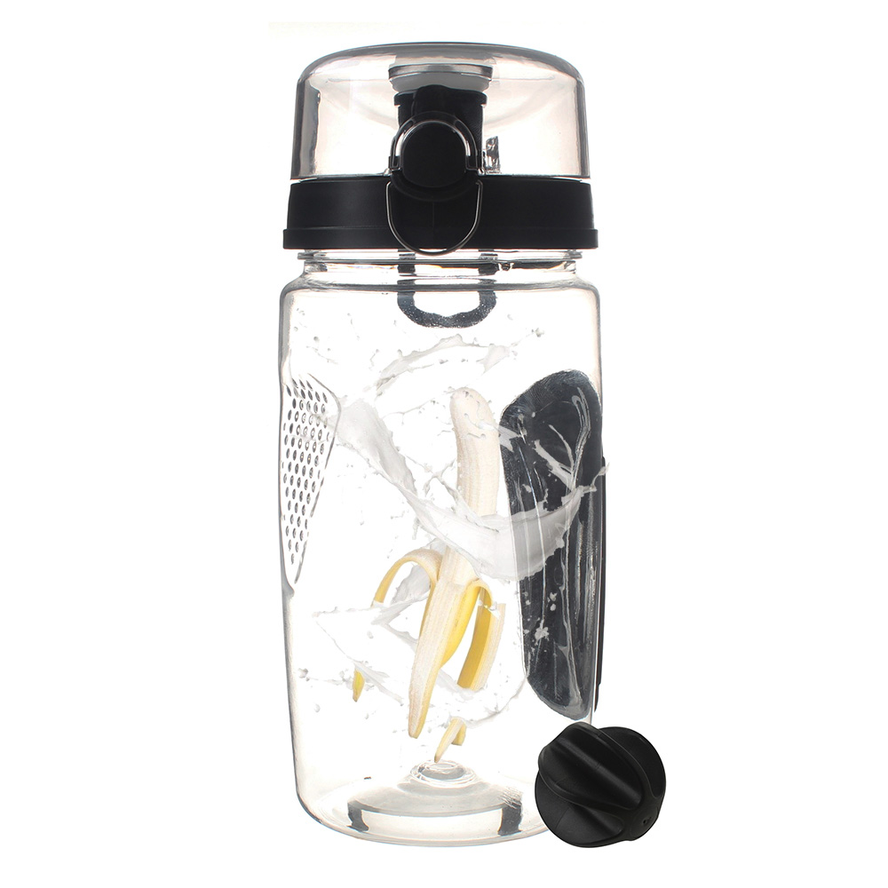 Botella agitadora de proteínas de suero de leche de 750ml, coctelera de nutrición deportiva de plástico, proteína muscular en polvo, botella de agua Vortex: Black