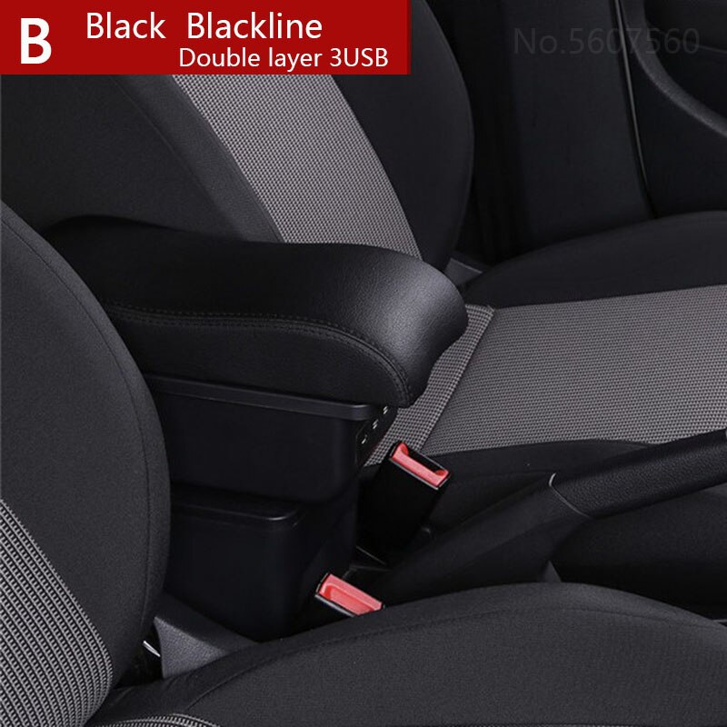For VW Golf 6 Armrest box golf 5 Mk6 MK5 jetta 5 Interior special Retrofit parts Car Armrest box Center Storage box: B2 Black 3USB