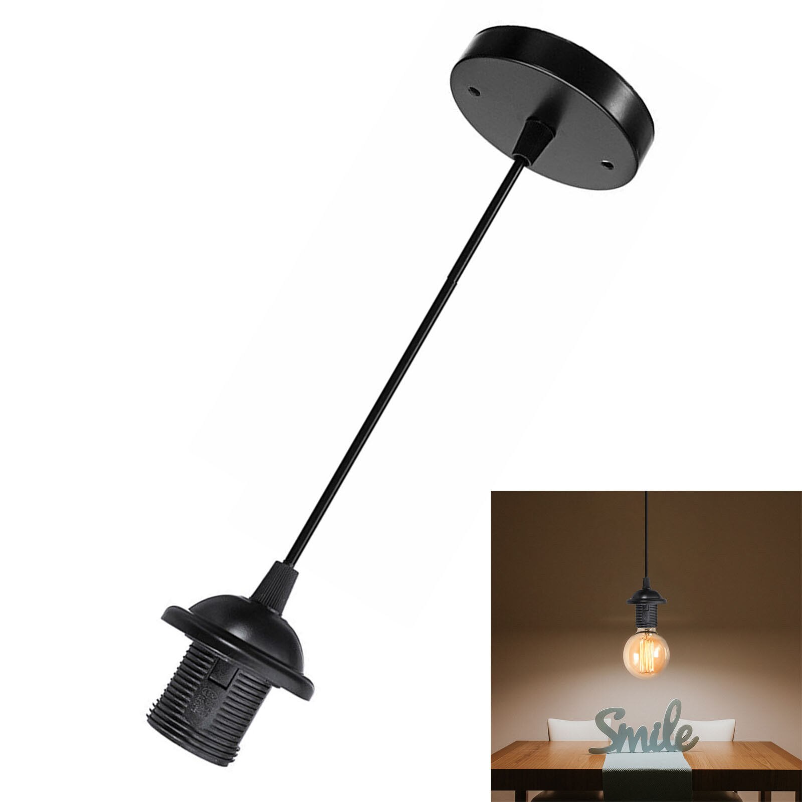 Moderne Hanglamp E27 Led Lamp lichtpunt Restaurant Keuken Tafel Schorsing Lamp Fitting Dinging Kamer Armatuur: Black