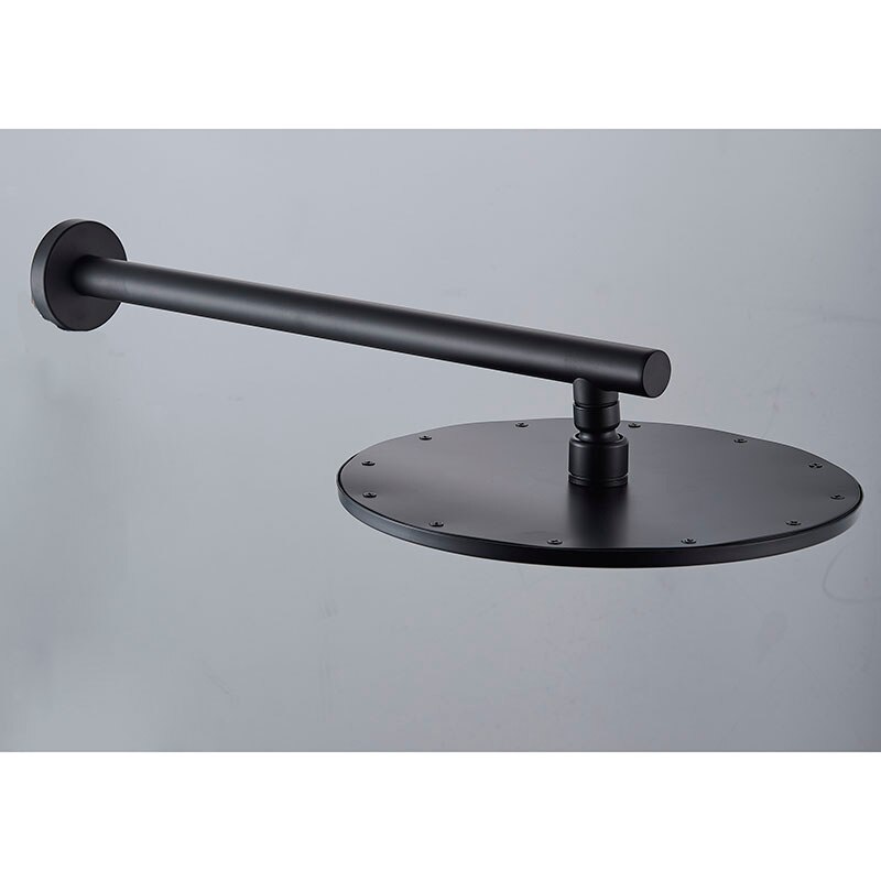 Senlesen-Cabezal de ducha de latón montado en la pared, brazo de ducha de lluvia de agua y fría, color negro, 12 pulgadas, 37 cm