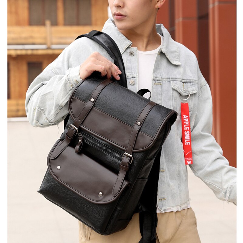 Pu leren rugzak heren rugzak tassen leren laptop rugzak 15.6 inch zachte leren rugzak dames vrijetijdsreistassen