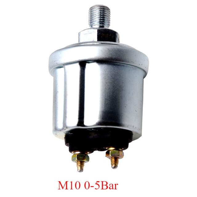 Waterproof Oil Pressure Gauge with Alarm 0-5Bar 0-10Bar Marine Boat Oil Pressure Indicator Meter M10 1/8 NPT Sensor 52MM Gauge: M10 0-5Bar