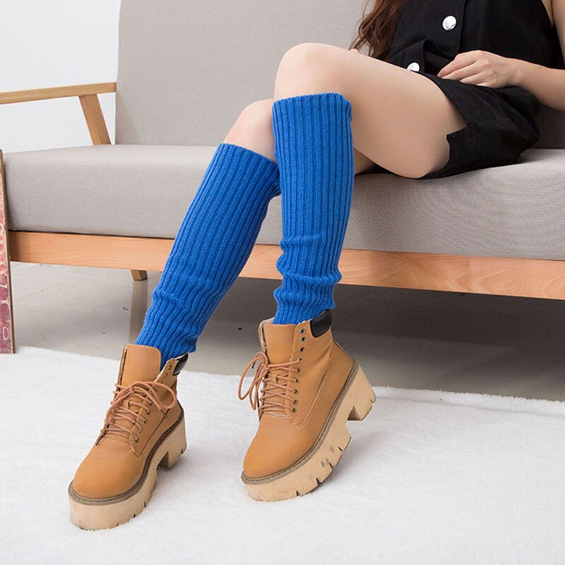 Calentadores deportivos de seguridad para mujer, calentadores largos de punto, calentador de piernas, calcetines de tubo de felpa suave, novedad, Invierno