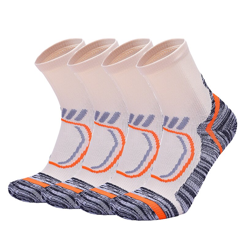 4 Pairs/Lot Combed Cotton Men Socks Hiking Hunting Fitness Gym Mountaineering Socks Breathable Football Cycling Sports Socks: beige / 39-42