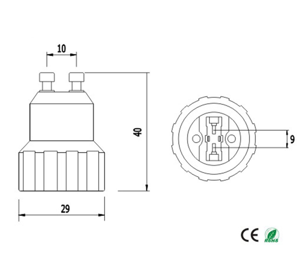 Gu10 til g9 lysuttak adapter  gu10 til g9 lampeholder omformer, ce rohs