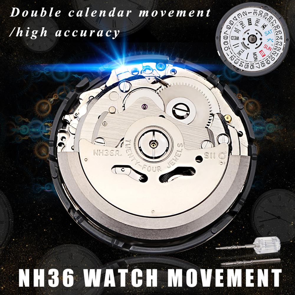 Mecanismo de reloj automático para hombre, piezas de reloj mecánico, movimiento NH36, relojes de movimiento, accesorios de repuesto