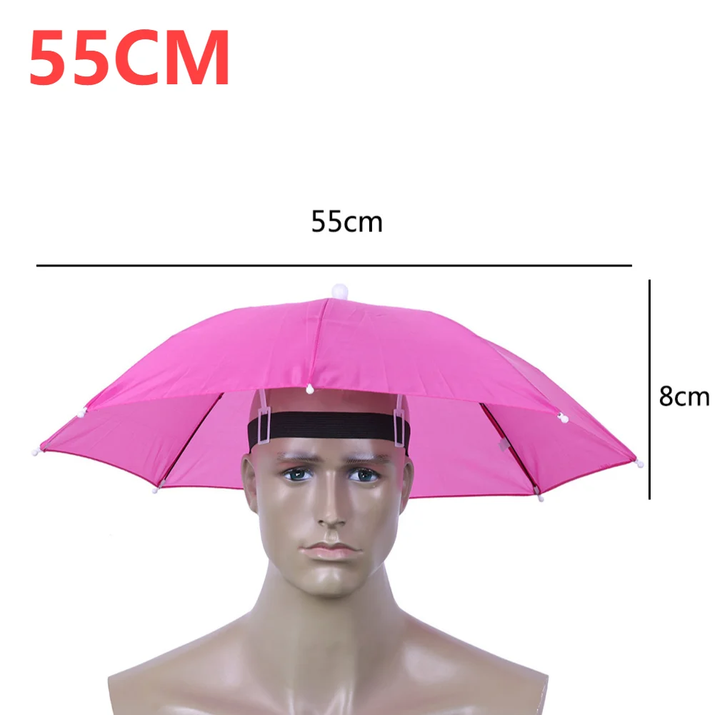 Sombrero de lluvia portátil para exteriores, sombrilla plegable para pesca, sombrilla Anti-UV para acampar, sombreros para la cabeza de playa, accesorio: Rojo