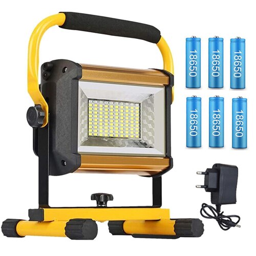 Rechargeable Spotlight Work Light Waterproof Outdoor Lighting 100W Construction Lamp Portable Floodlight with 18650 Battery