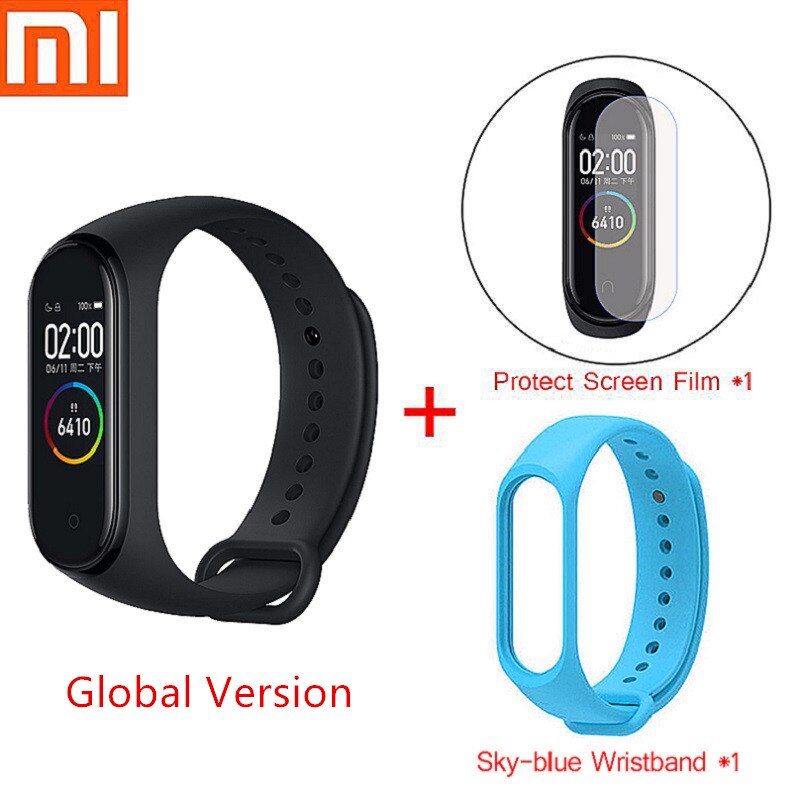 Versione globale Xiaomi Mi Band 4 Smart Bracelet impermeabile Fitness Tracker Sport Smart Band schermo AMOLED Bluetooth smartband: Global LIghtBlue Set