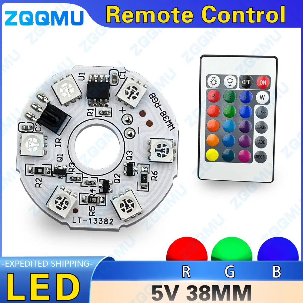 1 stk. led  dc5v farverige gradient rgb lyspaneler 38mm lyskilder med fjernbetjening til gør-det-selv bøgetræslampe led scenelys