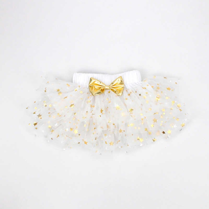 Jupe Tutu douce pour bébés filles | En mousseline de soie, modèle étoile, jupe Tutu de danse princesse, nœud de fête pour enfants: WHITE