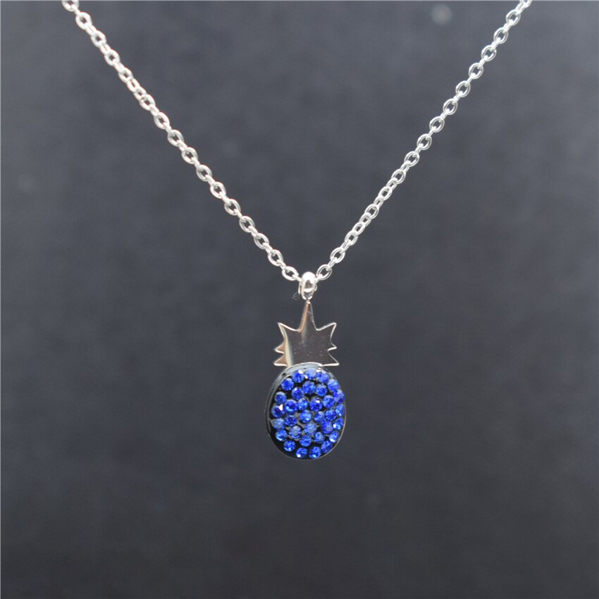 Unique Stainless Steel Gold Chain CZ Blue Butterfly Necklace For Women Bijoux Femme Pineapple Choker Necklaces Birthday BFF