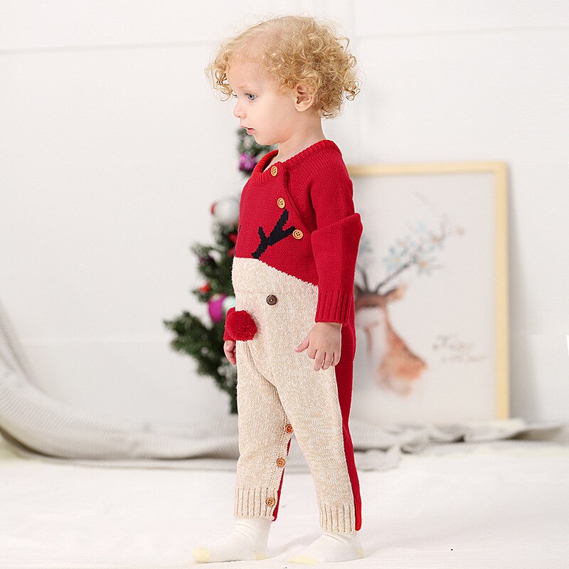 Neugeborenes Baby Mädchen Weihnachten Kostüm Druck Baby Body Long Sleeve Winter Krabbeln Kinder Kleidung Romper Overall: hong / 24M
