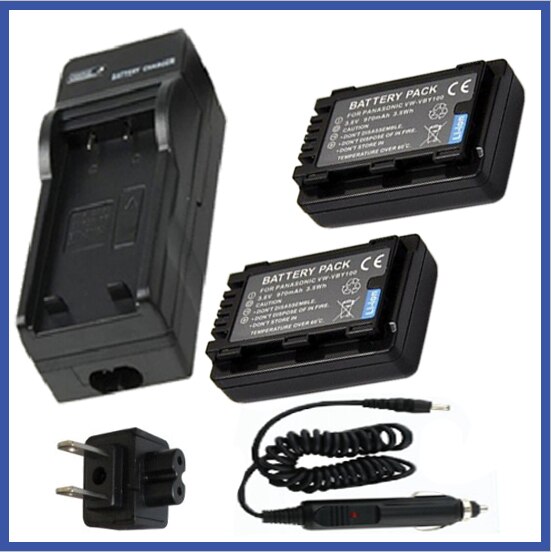 Batterij (2 Pack) + Lader Voor Panasonic VW-VBY100 Vw VBY100 Vby 100 Vw VBY100E VW-VBY100E-K Oplaadbare Lithium-Ion Batterij