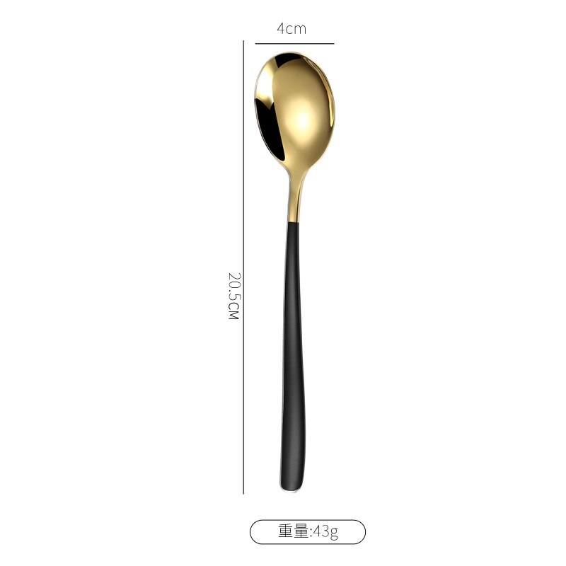 304 Stainless Steel Korean Spoon Long Handle Spoon Dessert Spoon Stirring Spoon Household Eating Soup Spoon Tableware: a11
