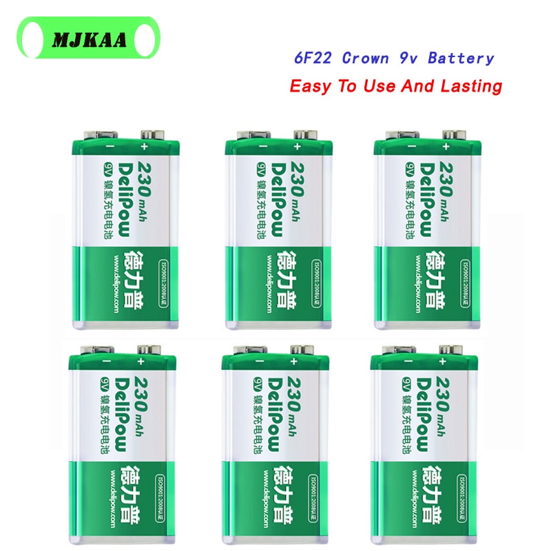 Mjkaa 6f22 Kroon 9V Ni-Mh 230Mah Lithium Oplaadbare Batterij Gebruik Voor Microfoon Speelgoed Afstandsbediening