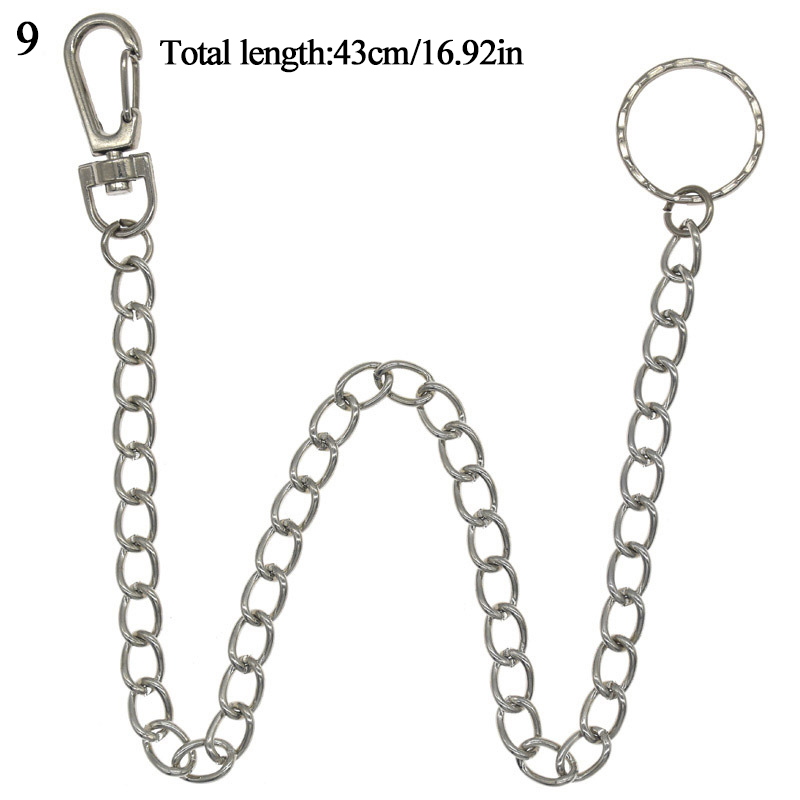Rock Punk crochet pantalon pantalon taille lien ceinture chaîne métal portefeuille argent chaîne hommes et femmes taille bijoux: 9