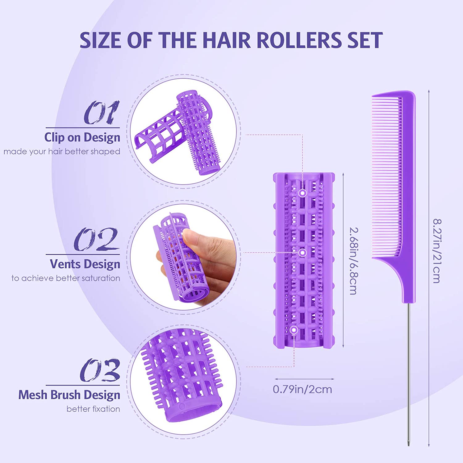 12 Stuks Snap Op Haar Roller, grote Maat Plastic Haar Rollen Haarkrulspelden Voor Kort Haar Lange Haar Kappers Styling Tools