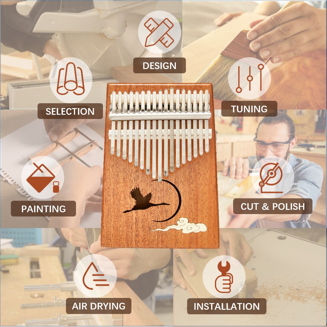 TOM 17 Key Kalimba - Classic Handmade Mahogany Thumb Piano with EVA Case as for Kids, Adults Beginners (TY-2)