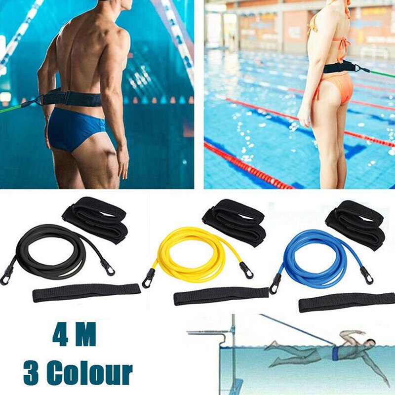 1Set 4M Verstelbare Swim Training Weerstand Elastische Riem Tether Elastisch Touw Band Veiligheid Zwemmen