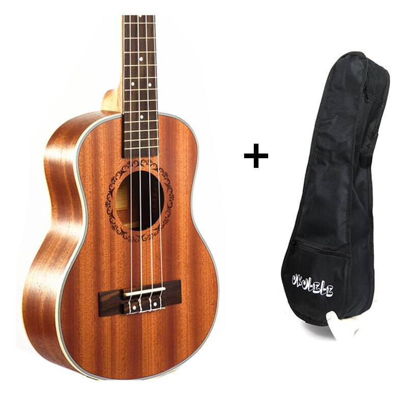 23" Ukulele 4 String Instruments Mini Hawaiian Guitar Rosewood Fretboard Sapele Electric Ukulele with Pickup EQ Uke Guitarra: ukulele with bag