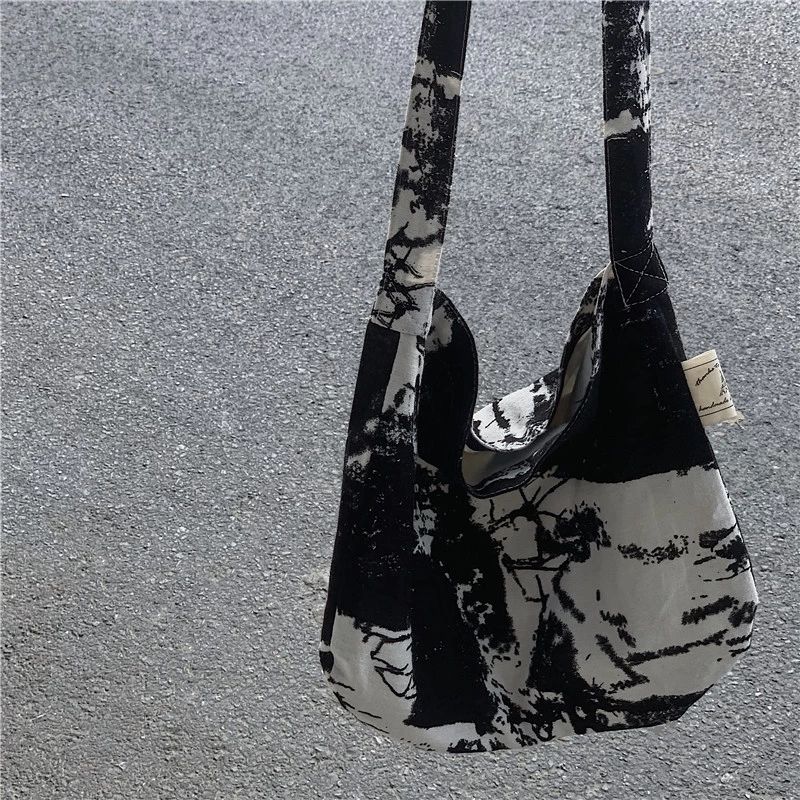 Boodschappentassen Vrouwen Afdrukken Vintage Schouder Canvas Tas Cross-Body Harajuku Retro Grote Capaciteit Shopper Dagelijks Hasp Pouch Leisure
