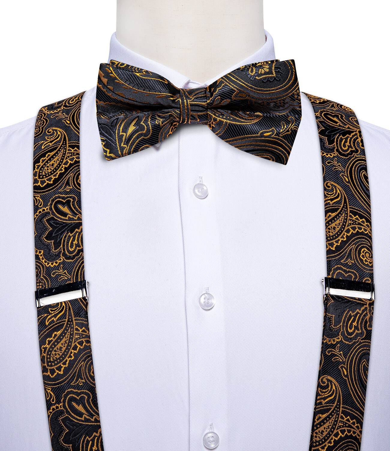 Paisley Floral Suspenders Leather 6 Clip Braces Vi... Grandado