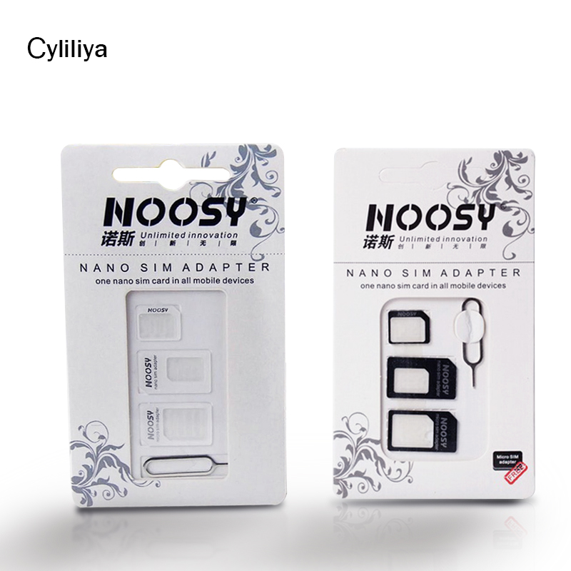 50Sets (200 Stuks) 4 In 1 Noosy Nano Micro Sim Card Adapter Eject Pin Voor Iphone 5 5S Voor Iphone 6 6plus 7 7Plus Met Doos