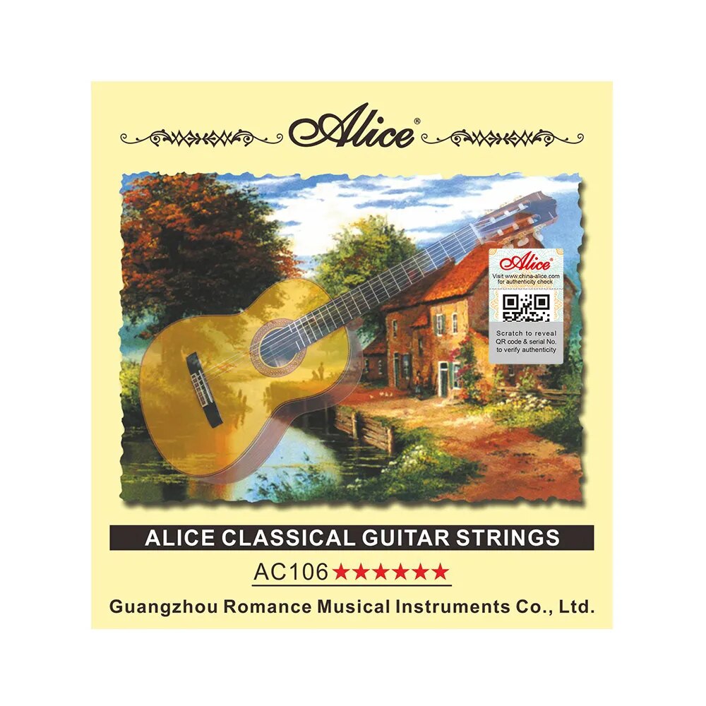 Cuerdas de guitarra clásica Alice 6 unids/set cuerdas de fibra de nailon para guitarra instrumentos musicales clásicos piezas de guitarra A106/107C-N: Blanco