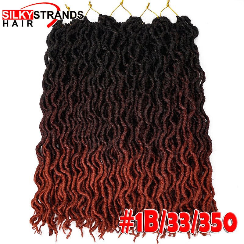 20inch 24 Strands Ombre Faux Locs Curly Crochet Hair Kanekalon Dread Locs Synthetic Senegalese Twist Hair Extensions for Women: #350 / 6Pcs/Lot