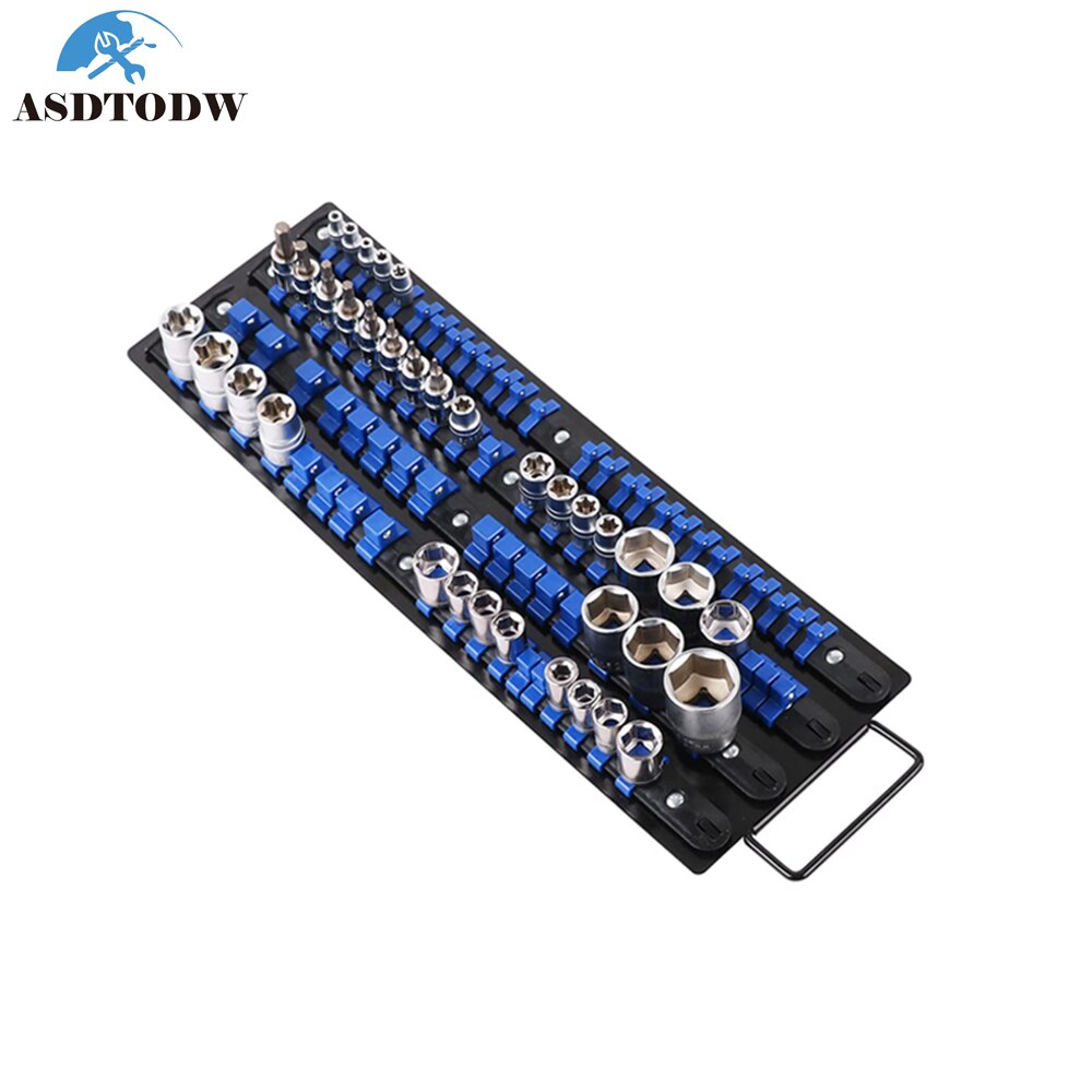 3/6PCS 1/4 3/8 1/2 Socket Wrench Holders Traight Plastic Universal Socket Organizer Rail Bracket Wall Holder Wrench Home Tools: Blue