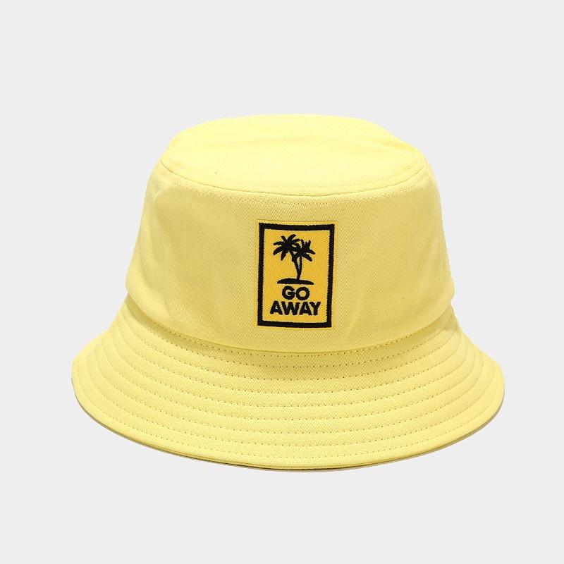 style letter go away embroidery Bucket Hat Fisherman Hat outdoor travel hat Sun Cap Hats for Men and Women 135: Yellow