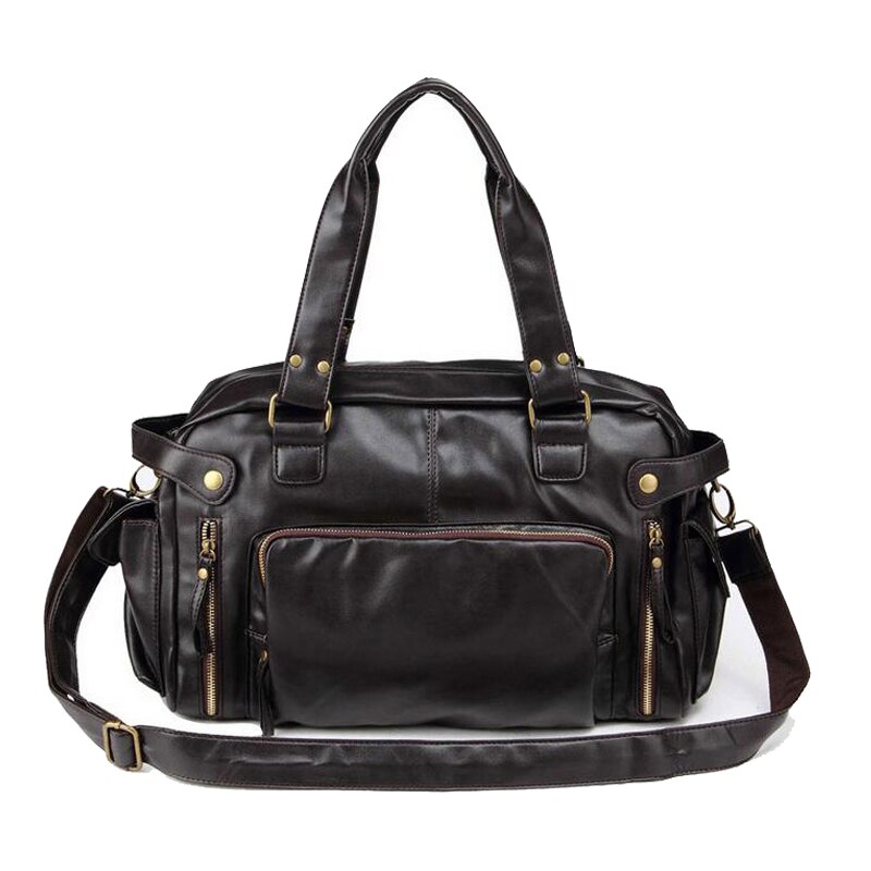 Pu læder gymnastiktasker til mænd kvinder fitness træning skulder sport taske herre gymnastik håndtaske rejse crossbody taske  xa672wd: Brun