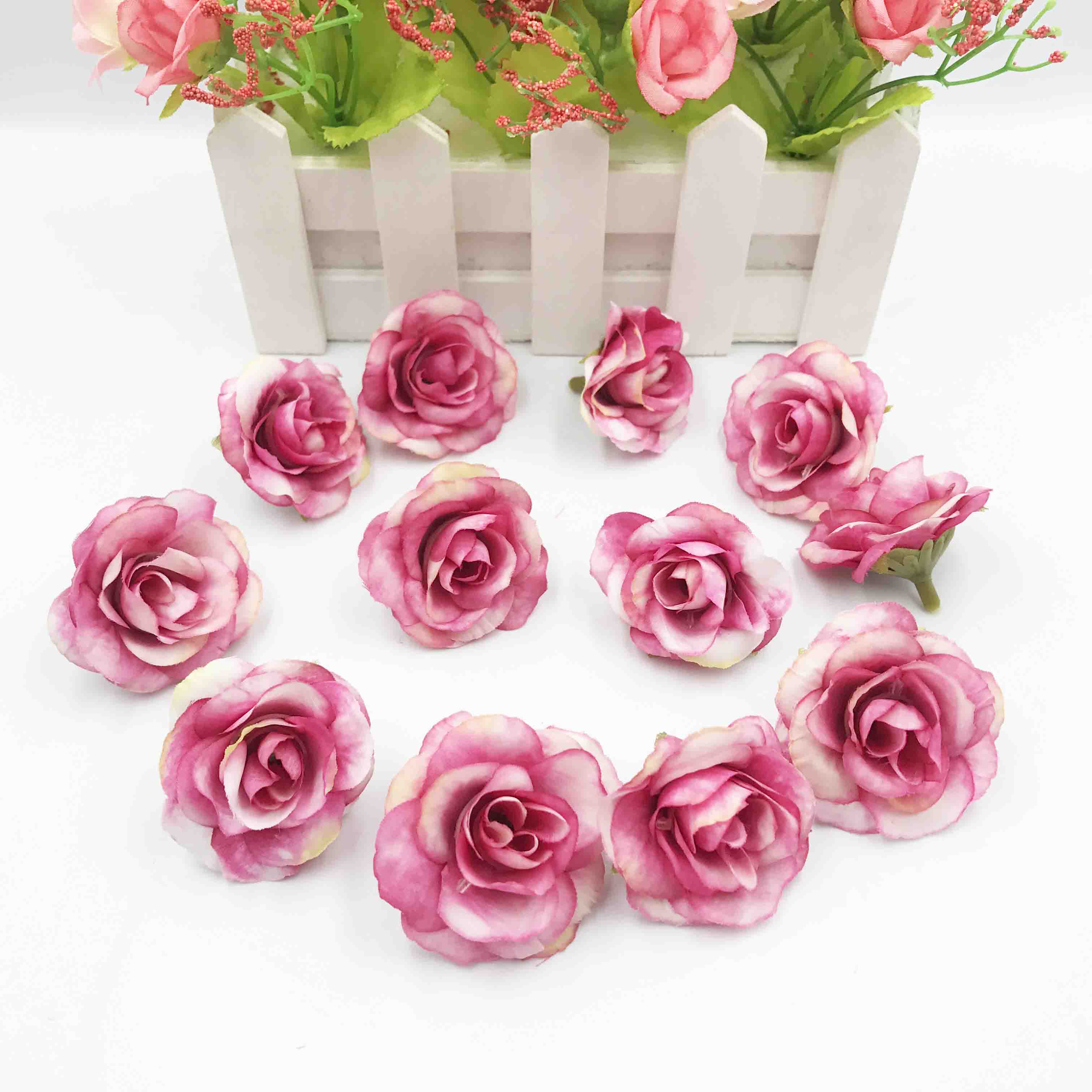 10 stuks kunstbloemen, 4cm zijden rozenbloemen, bruiloftsfeest, huisdecoratie, doe-het-zelfkrans, plakboekdoos, knutselwerkje: 9