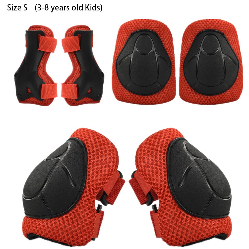 KINGBIKE Kids Roller Skating Bicycle Helmet Knee Wrist Guard Elbow Pad Set 7 pieces Child Cycling Sports Protective Guard Gear: Protector-Red