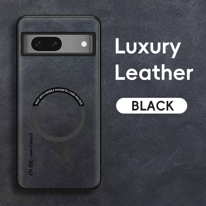 Capa macia de couro retrô magnética para google pixel 7 pro, tampa do telefone de carregamento sem fio, pixel 7 pro, google 7a: TELA DE PINTURA / Preto