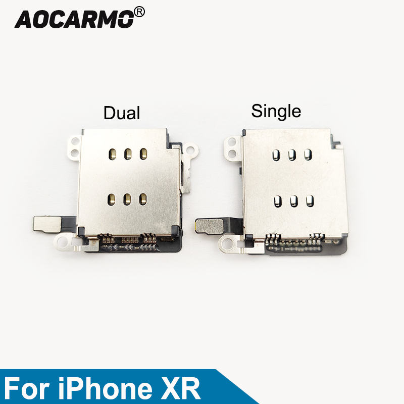 Aocarmo pour iPhone XR Sim carte plateau prise lecteur support fente prise câble flexible pièces de réparation